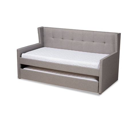 BAXTON STUDIO Giorgia Grey Upholstered Twin Size Daybed with Trundle 156-9499